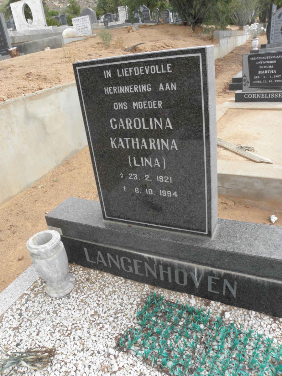 LANGENHOVEN Carolina Katharina 1921-1994