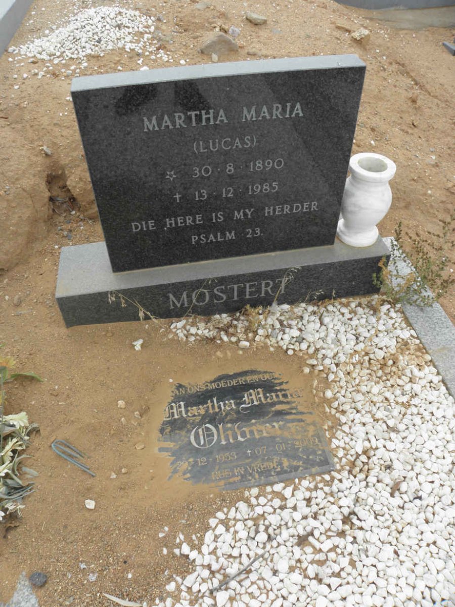 MOSTERT Martha Maria nee LUCAS 1890-1985 :: OLIVIER Martha Maria 1953-