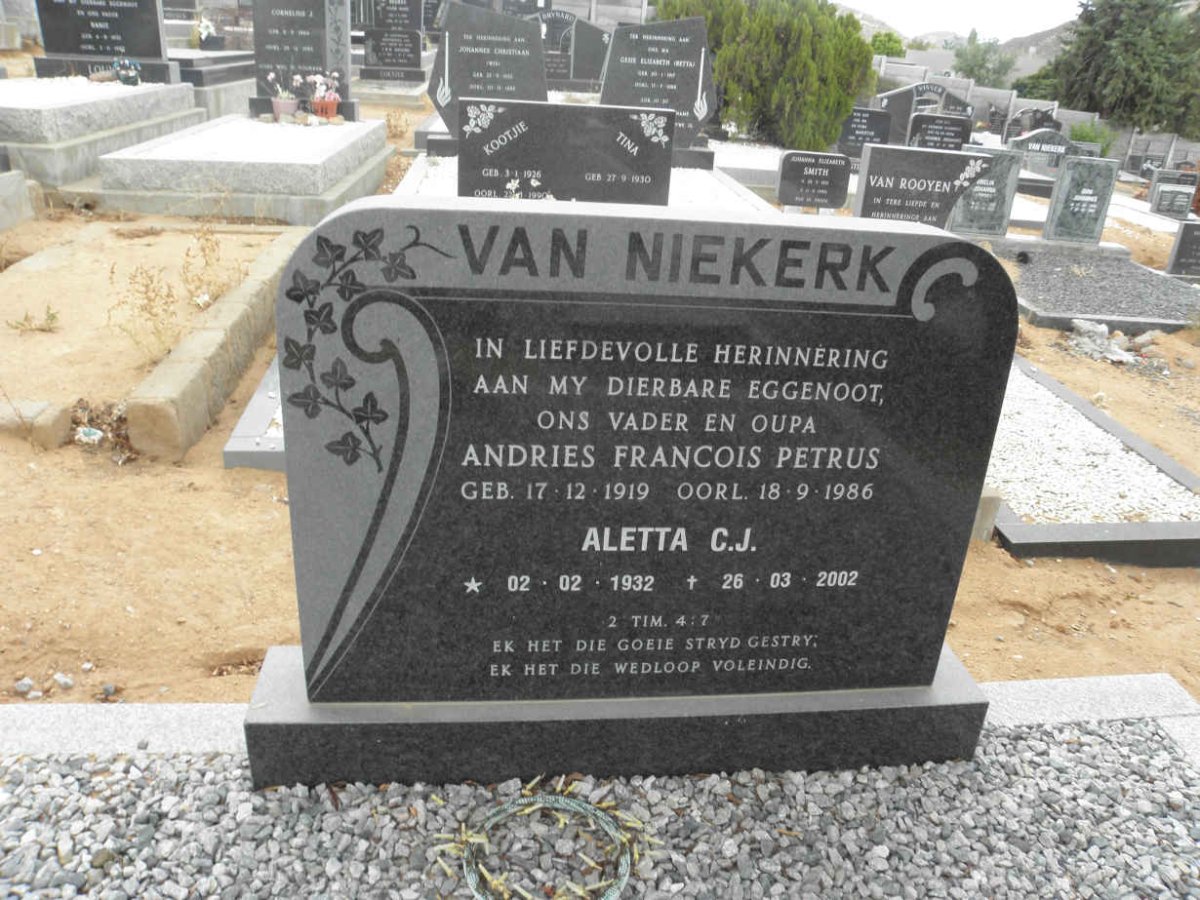 NIEKERK Aletta C.J., van 1932-2002