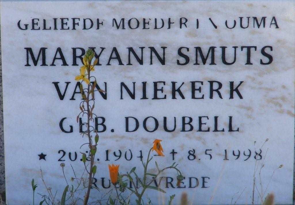 NIEKERK Maryann Smuts, van nee DOUBELL 1904-1998
