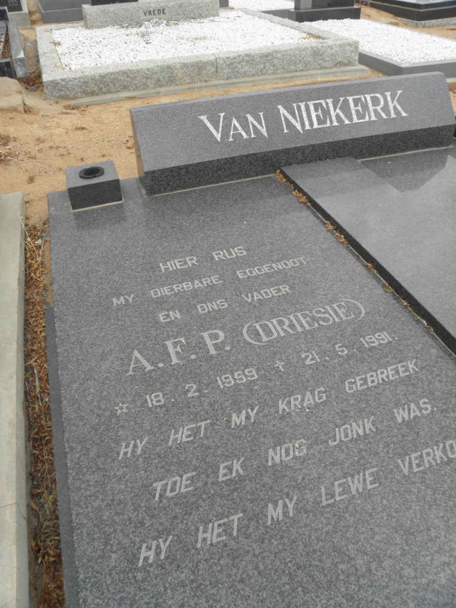 NIEKERK A.F.P., van 1959-1991