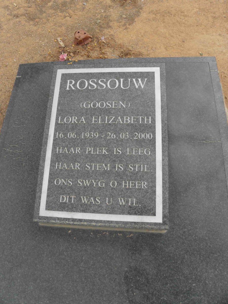ROSSOUW Lora Elizabeth nee GOOSEN 1939-2000