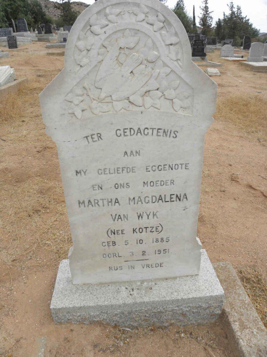 WYK Martha Magdalena, van nee KOTZE 1885-1951