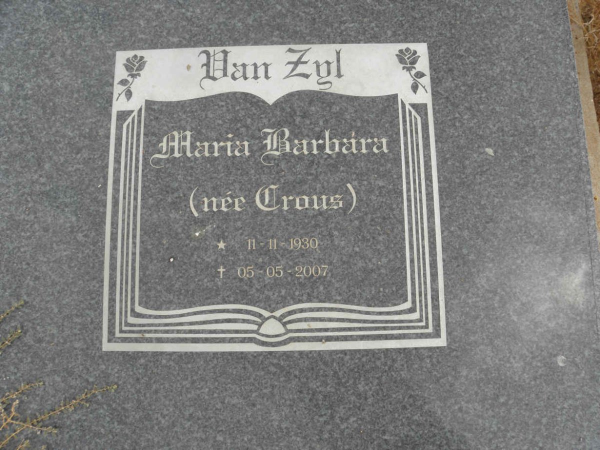 ZYL Maria Barbara, van nee CROUS 1930-2007