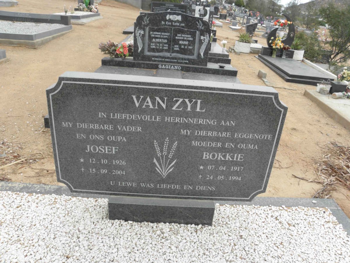 ZYL Josef, van 1926-2004 &amp; Bokkie 1917-1994