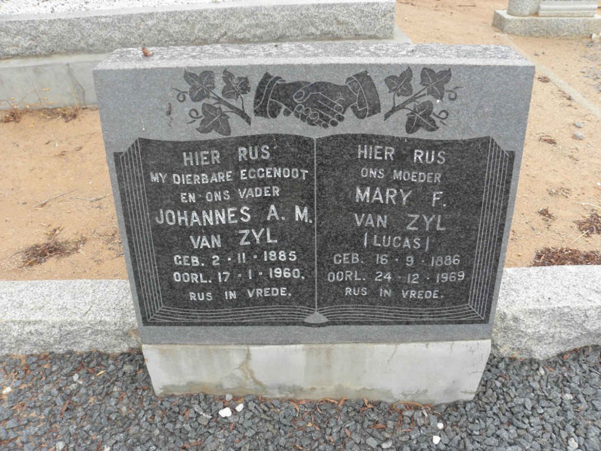ZYL Johannes A.M., van 1885-1960 &amp; Mary F. LUCAS 1886-1969