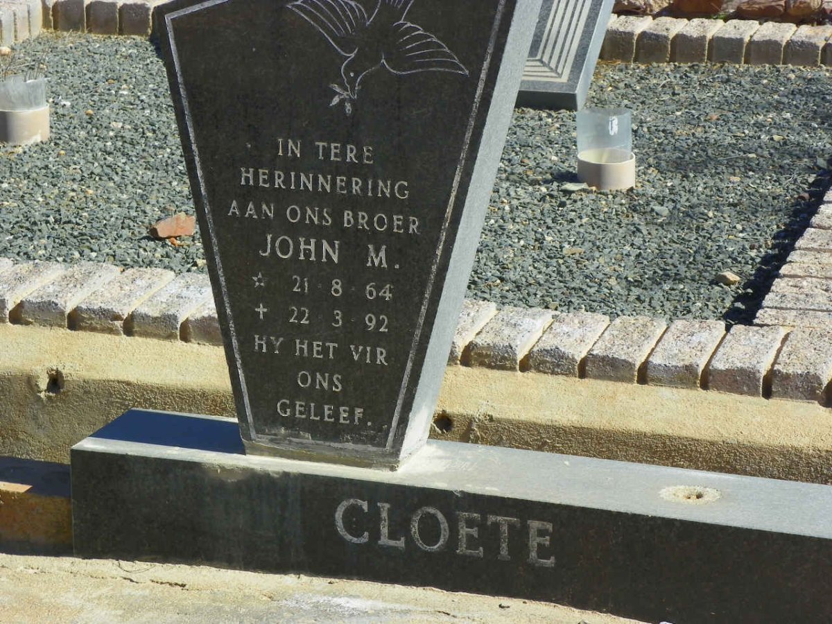 CLOETE John M. 1964-1992
