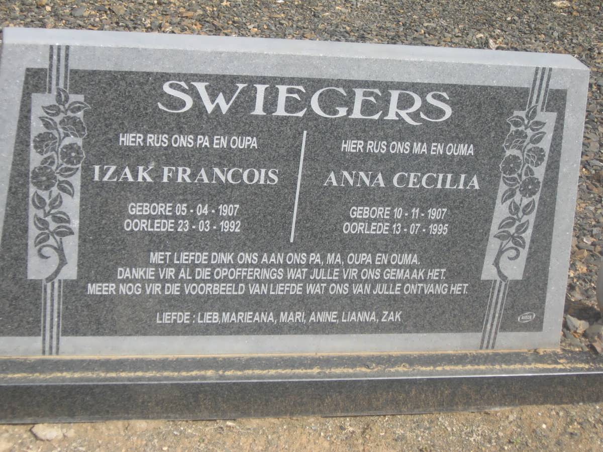 SWIEGERS Izak Francois 1907-1992 &amp; Anna Cecilia 1907-1995