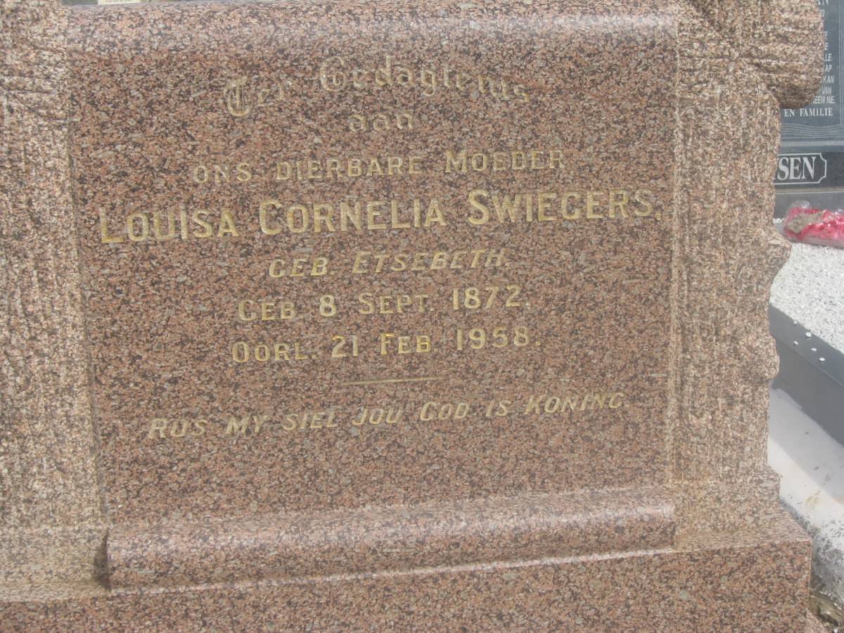 SWIEGERS Louisa Cornelia nee ETSEBETH 1872-1958
