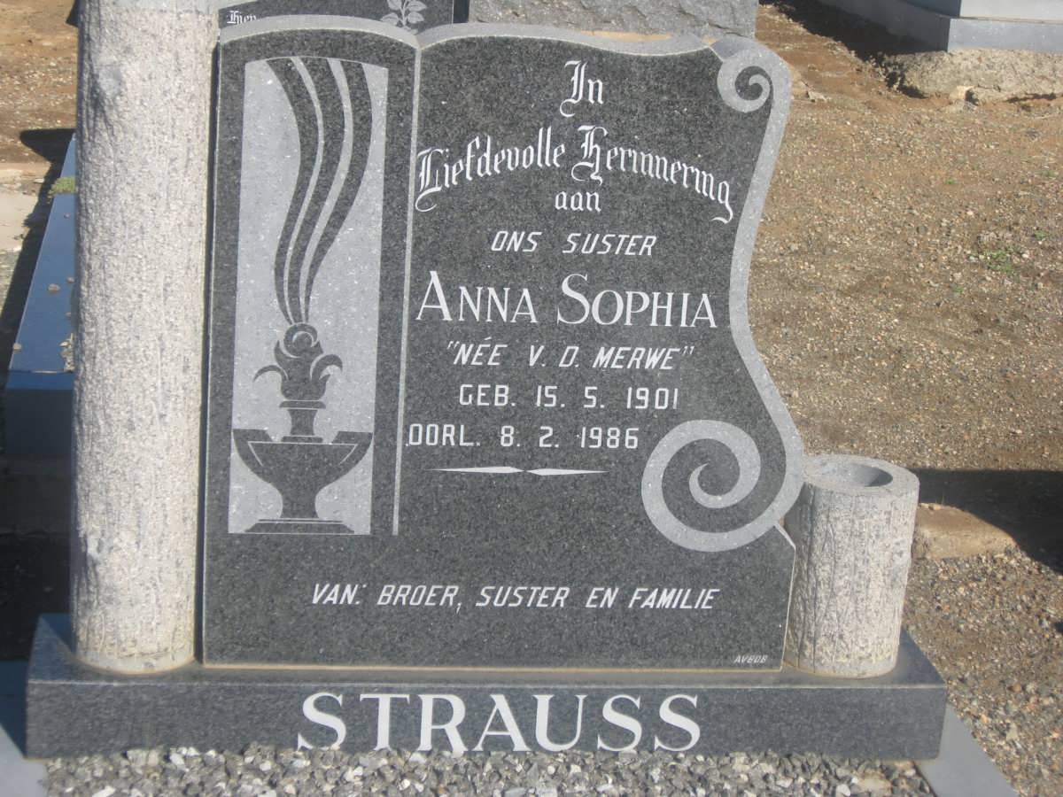 STRAUSS Anna Sophia nee V.D. MERWE 1901-1986
