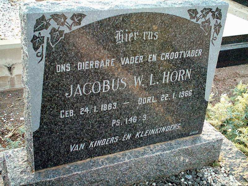 HORN Jacobus W.L. 1883-1966