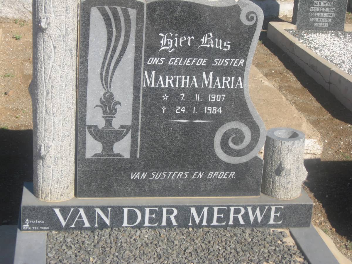 MERWE Martha Maria, van der 1907-1984
