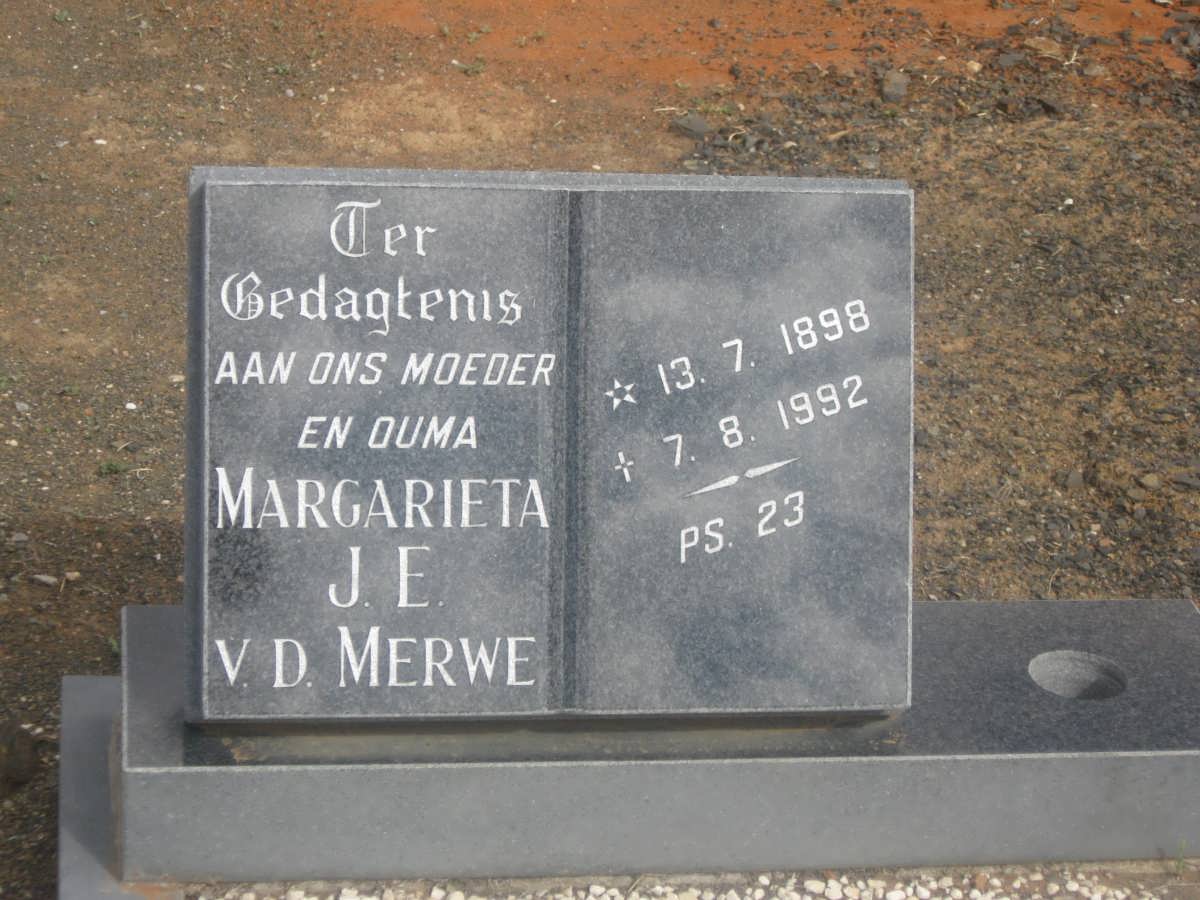 MERWE Margarieta J.E., v.d. 1898-1992