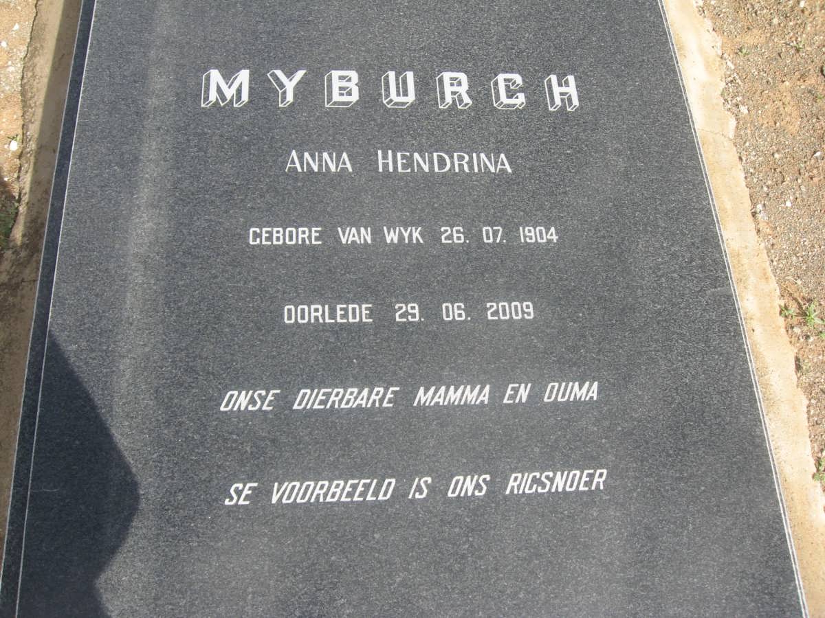 MYBURGH Anna Hendrina nee van WYK 1904-2009