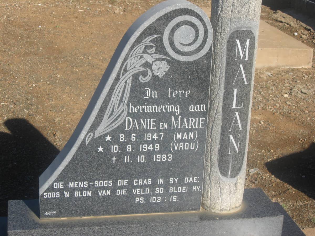 MALAN Danie 1947-1983 &amp; Marie 1949-1983