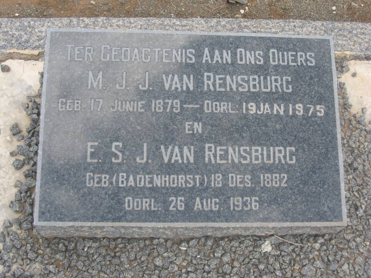 RENSBURG M.J.J., van 1879-1975 &amp; E.S.J. BADENHORST 1882-1936