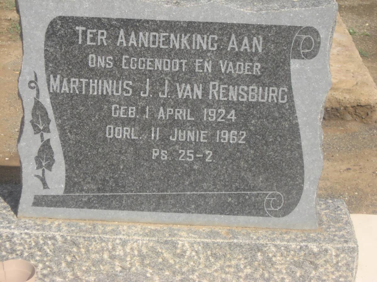 RENSBURG Marthinus J., J. van 1924-1962