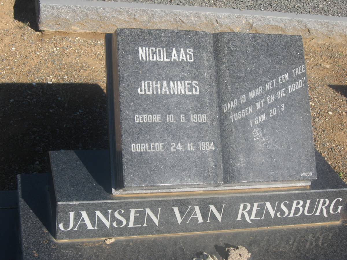 RENSBURG Nicolaas Johannes, Jansen van 1908-1984 &amp; Susarah Margaretha van der MERWE -1912-1987