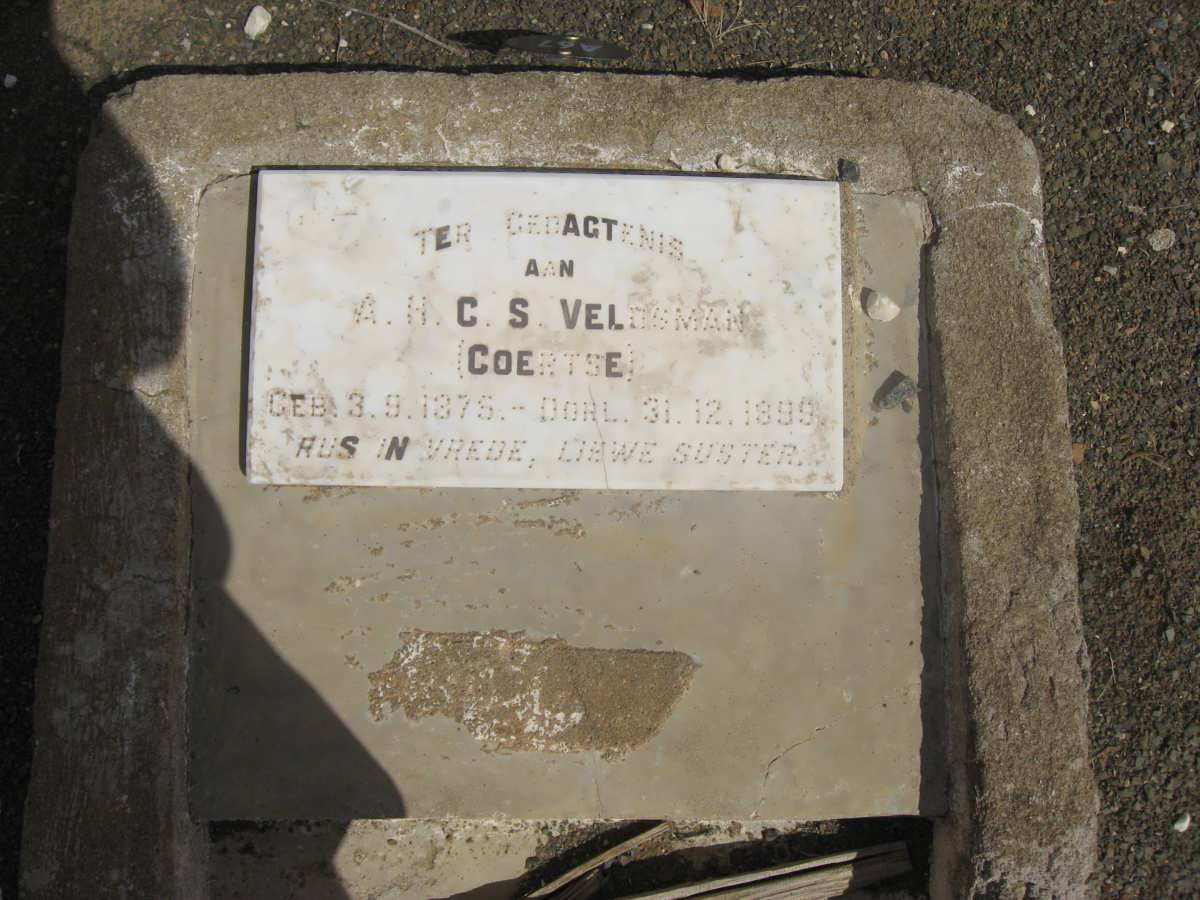 VELDSMAN A.H.C.S. nee COERTSE 1875-1899