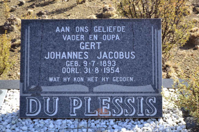 PLESSIS Gert Johannes Jacobus, du 1893-1954
