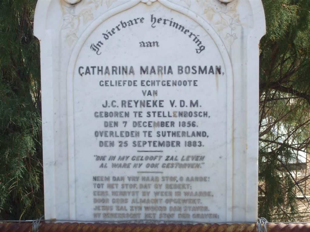 REYNEKE Catharina Maria nee BOSMAN 1856-1883