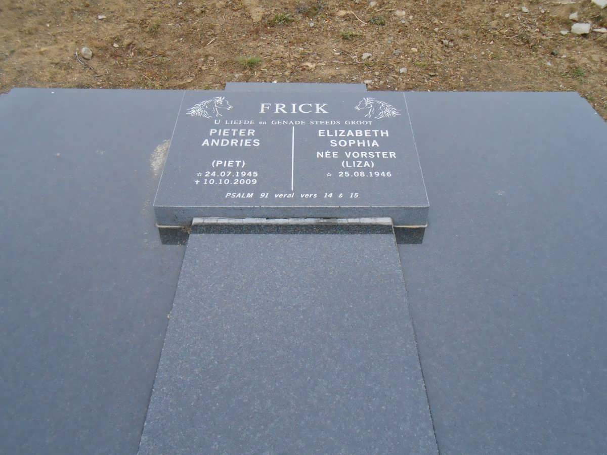 FRICK Pieter Andries 1945-2009 &amp; Elizabeth Sophia VORSTER 1946