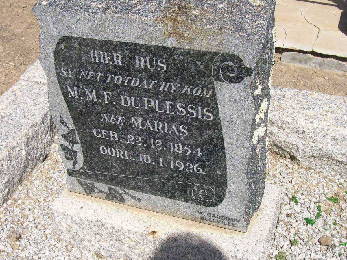 PLESSIS M.M.F., du nee MARAIS 1854-1926