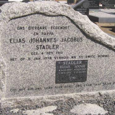 STADLER Elias Johannes Jacobus 1910-1978 :: STADLER Annie 1919-1997