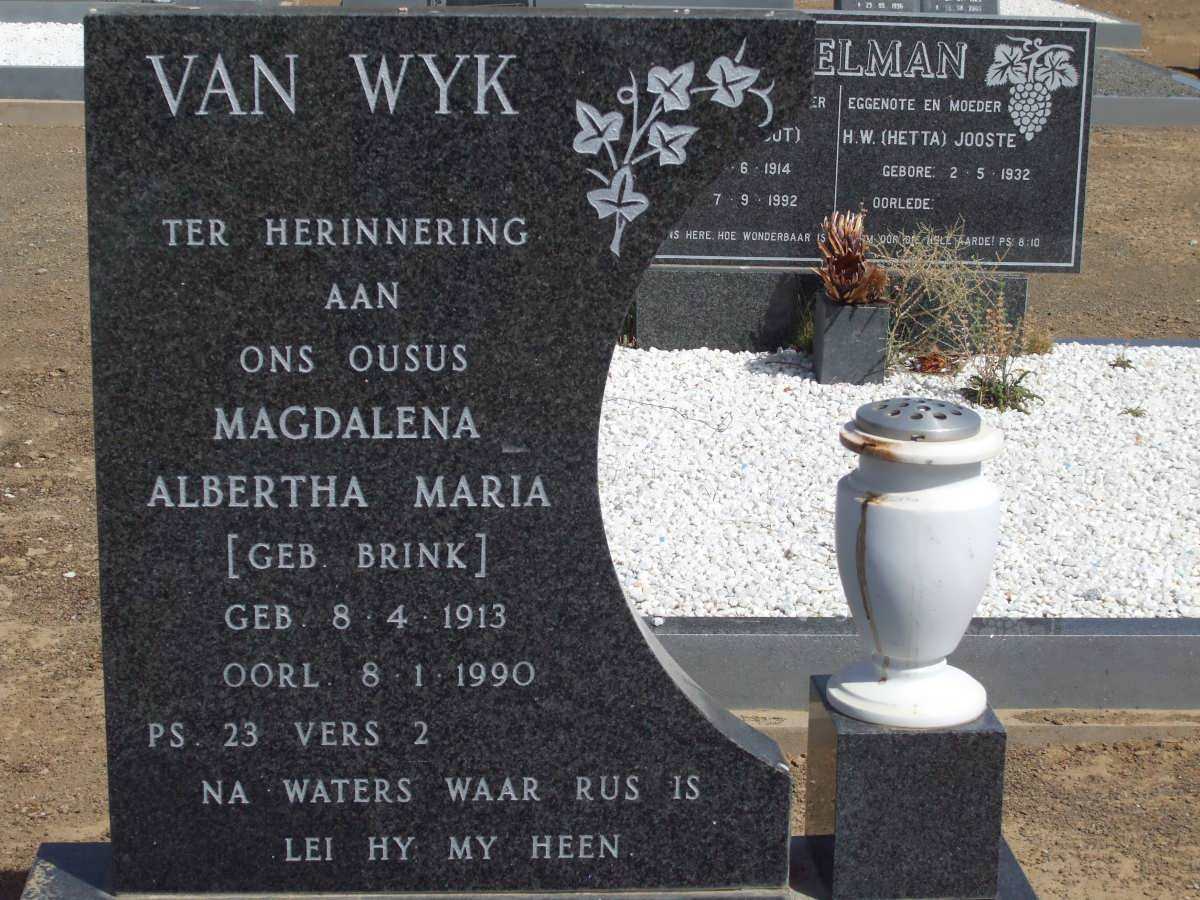 WYK Magdalena Albertha Maria, van nee BRINK 1913-1990