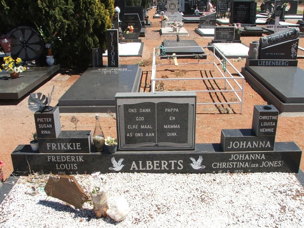 ALBERTS Frederik Louis 1916-1996 &amp; Johanna Christina JONES 1930-