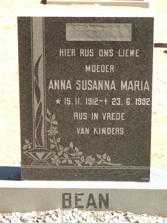BEAN Anna Susanna Maria 1912-1992