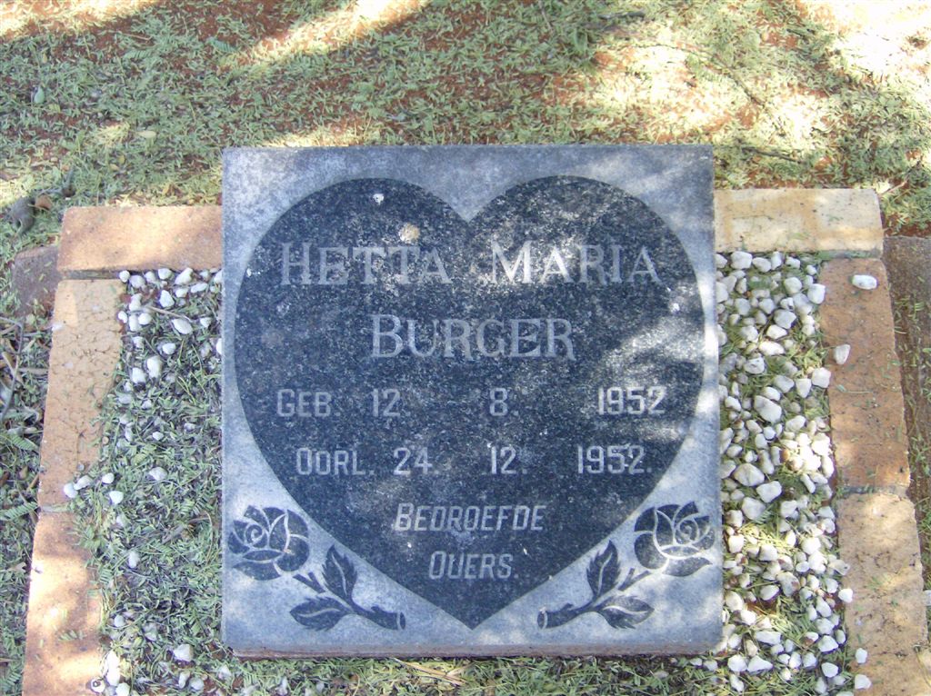 BURGER Hetta Maria 1952-1952