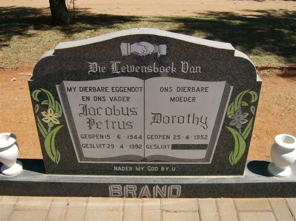 BRAND Jacobus Petrus 1944-1992 &amp; Dorothy 1952-