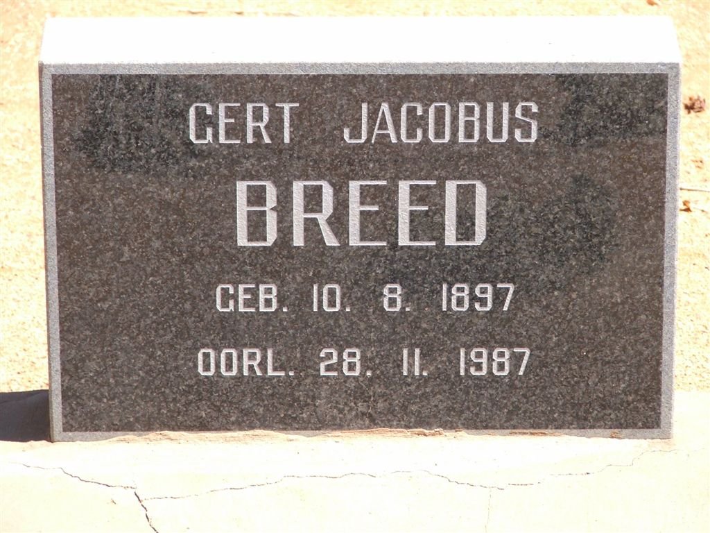 BREED Gert Jacobus 1897-1987