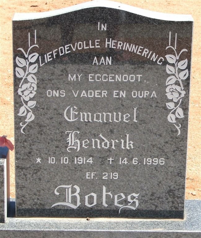 BOTES Emanuel Hendrik 1914-1996