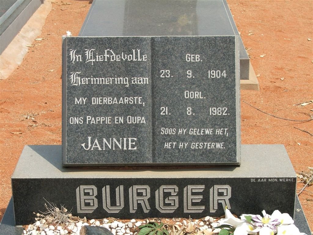 BURGER Jannie 1904-1982