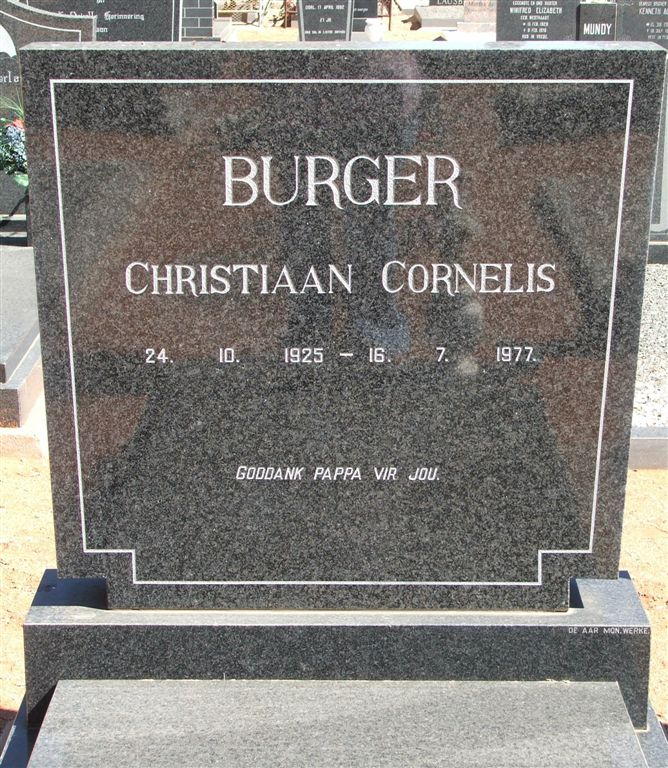 BURGER Christiaan Cornelis 1925-1977