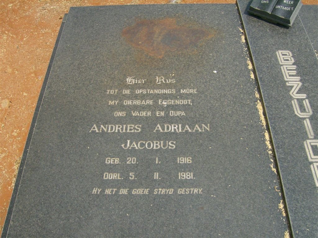 BEZUIDENHOUT Andries Adriaan Jacobus 1916-1981