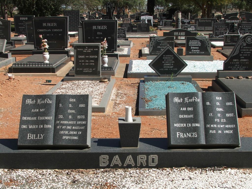 BAARD Billy 1910-1978 &amp; Francis 1910-1992