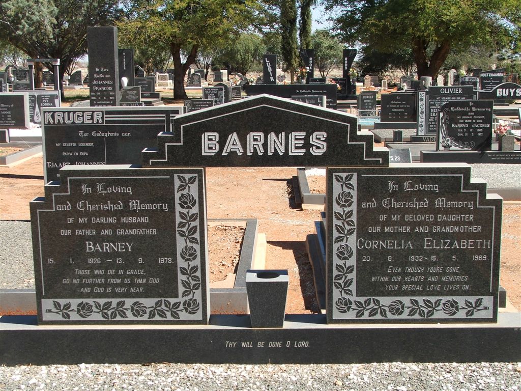 BARNES Barney 1926-1978 &amp; Cornelia Elizabeth 1932-1989