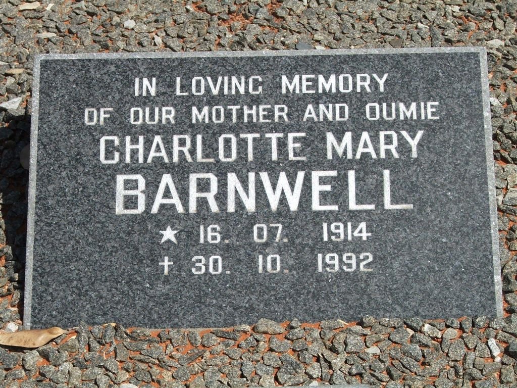 BARNWELL Charlotte Mary 1914-1992