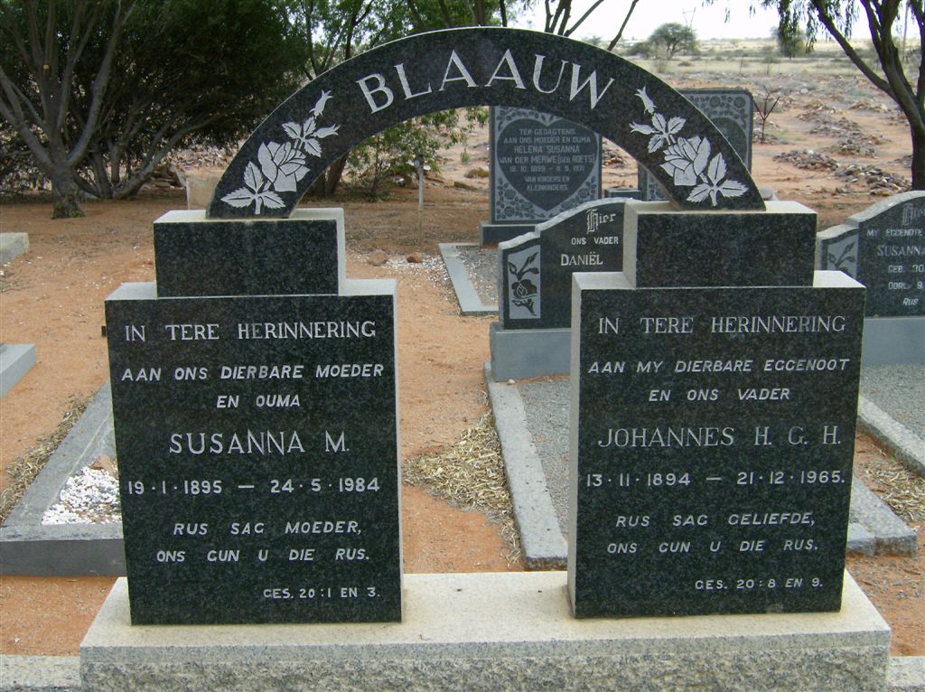 BLAAUW Johannes H.G.H. 1894-1965 &amp; Susanna M. 1895-1984