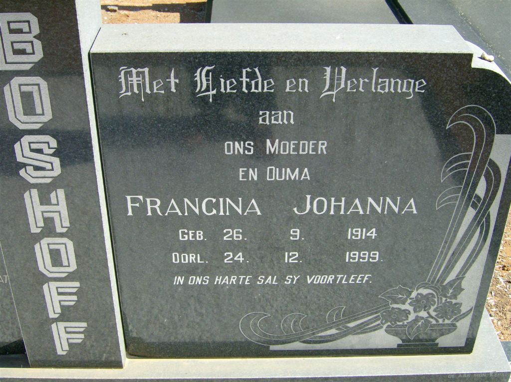 BOSHOFF Francina Johanna 1914-1999
