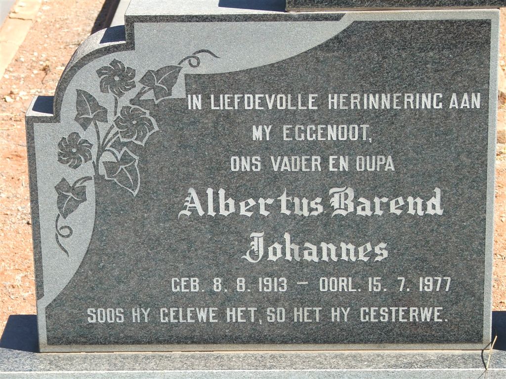 BRAND Albertus Barend Johannes 1913-1977