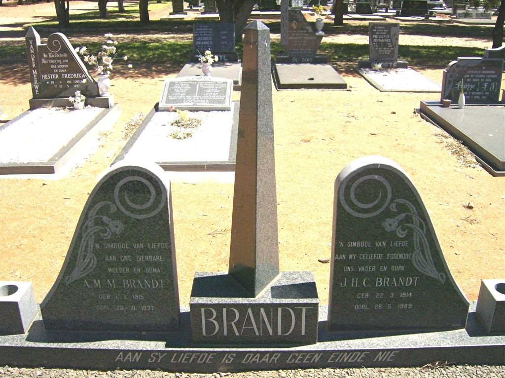 BRANDT J.H.C. 1914-1989 &amp; A.M.M. 1915-1997