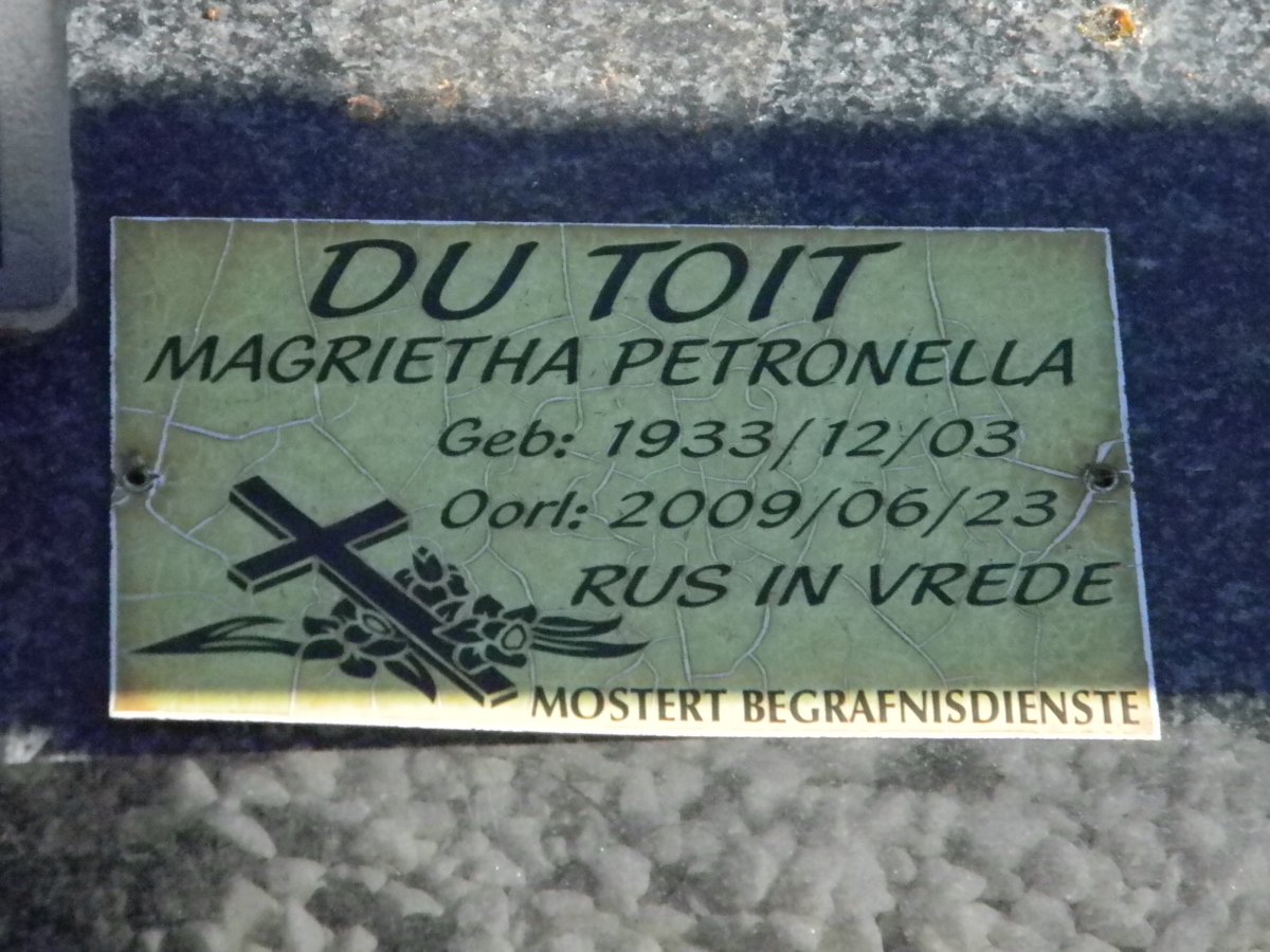 TOIT Magrietha Petronella, du 1933-2009