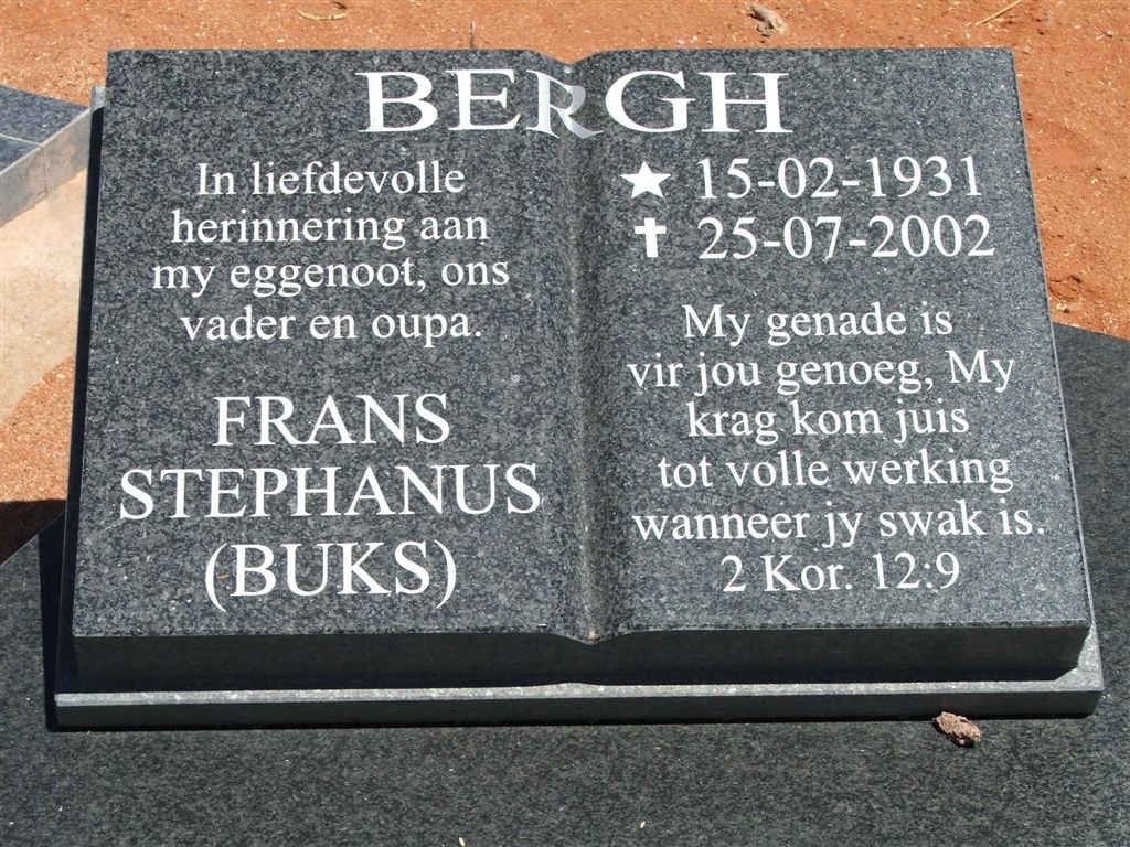 BERGH Frans Stephanus 1931-2002