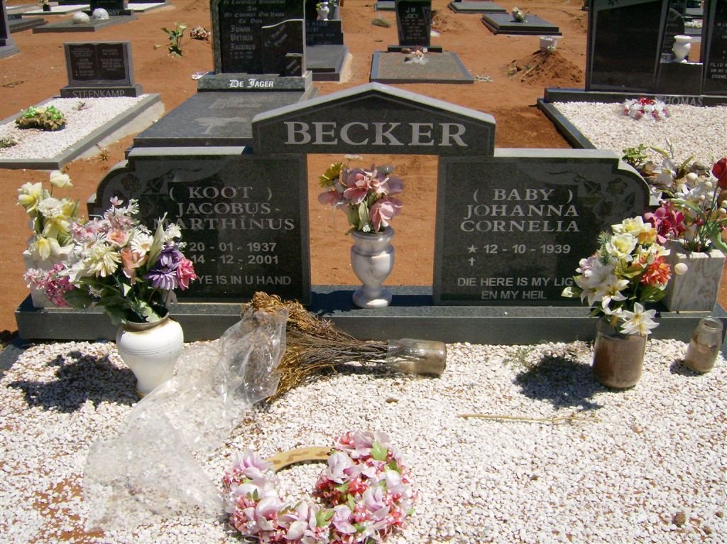 BECKER Jacobus Marthinus 1937-2001 &amp; Johanna Cornelia 1939-