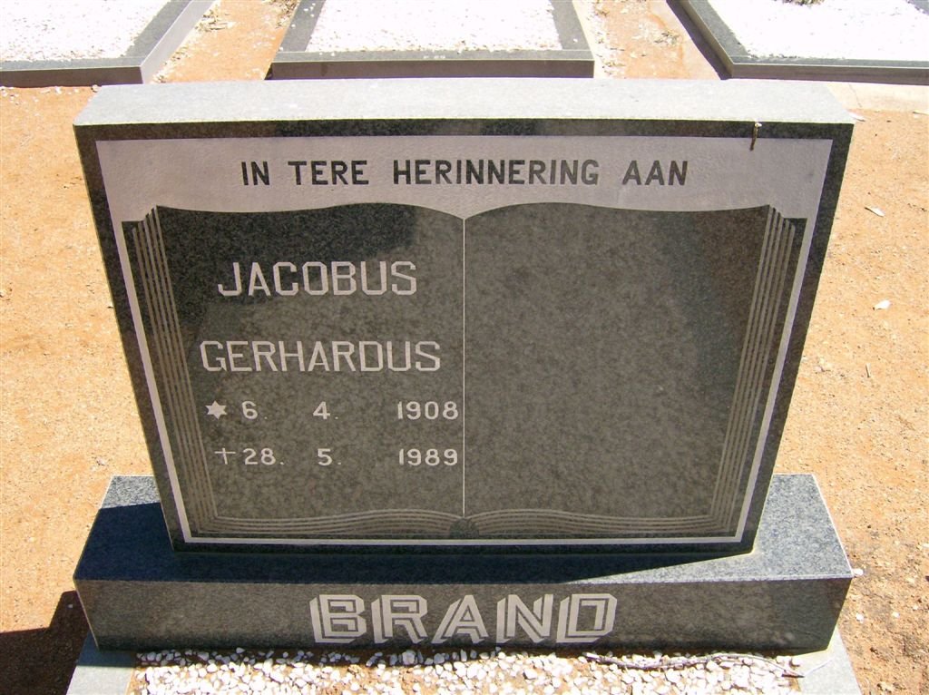 BRAND Jacobus Gerhardus 1908-1989