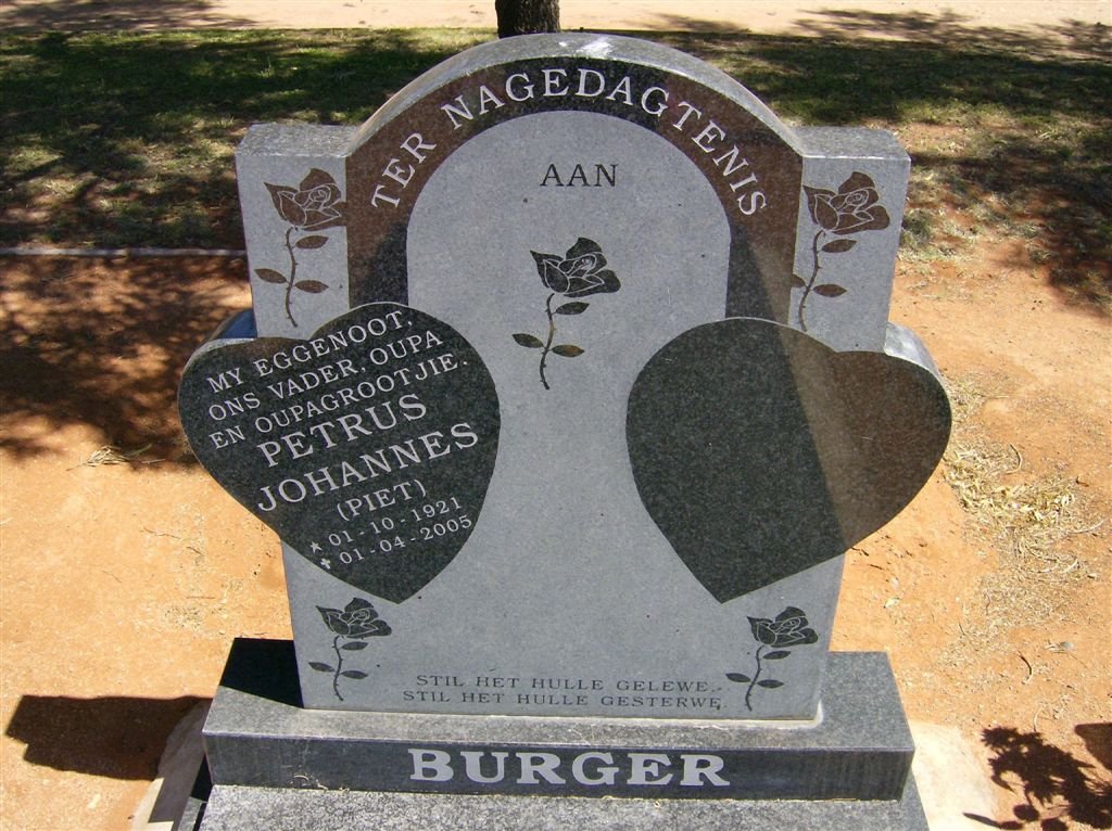 BURGER Petrus Johannes 1921-2005
